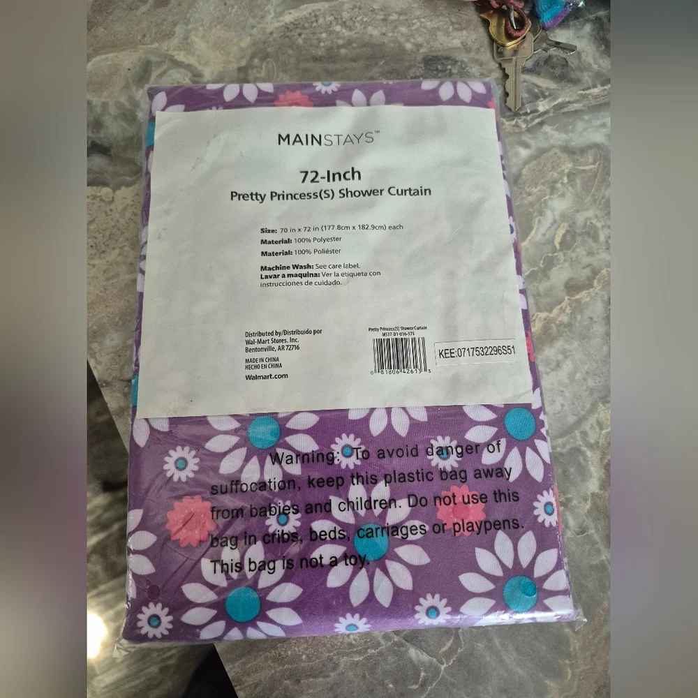 Mainstays Purple Princess Floral Shower Curtain Purple
